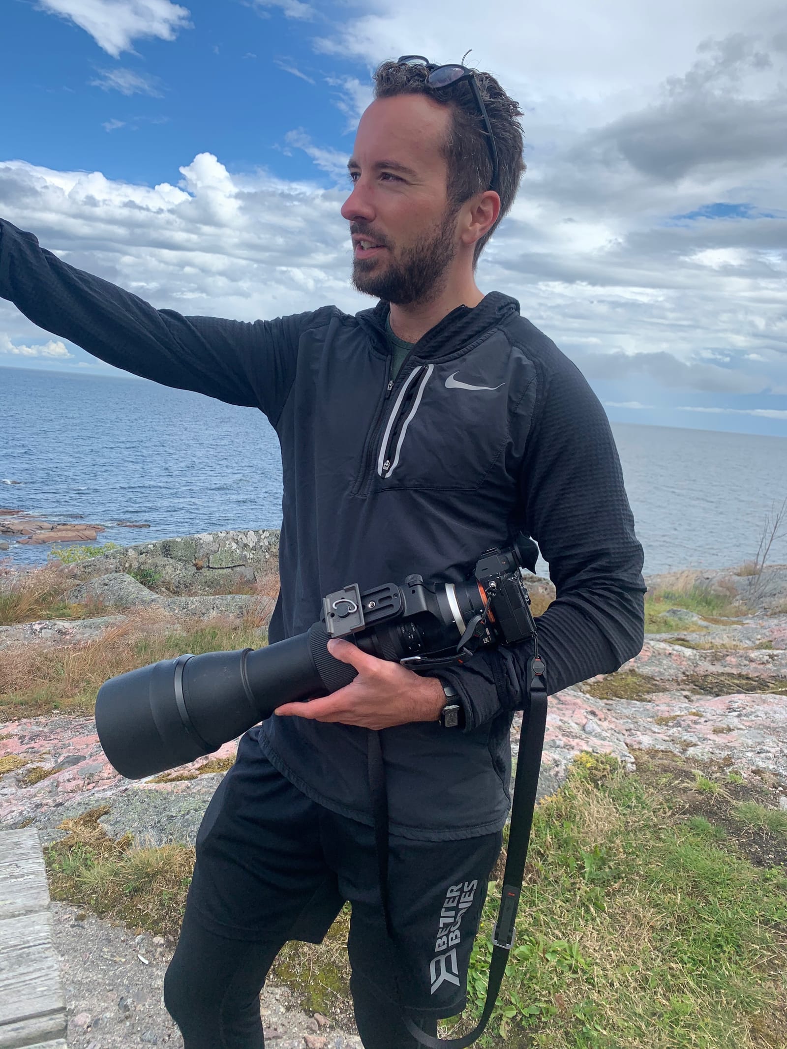 An older-than-I’d-like-to-admit photo of me chasing White-tailed eagles at the eastern coast of Sweden